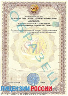 Образец сертификата соответствия (приложение) Мариинск Сертификат ISO 13485